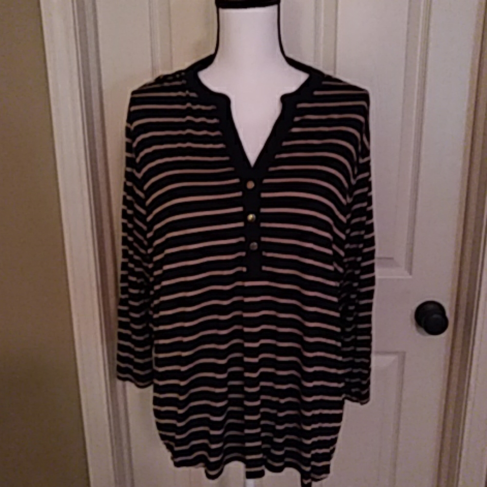 Rebecca Malone Black & Tan Top XL *4 for $20*
